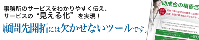 事務所のサービスをわかりやすく伝え、サービスの“見える化”を実現！顧問先開拓には欠かせないツールです。